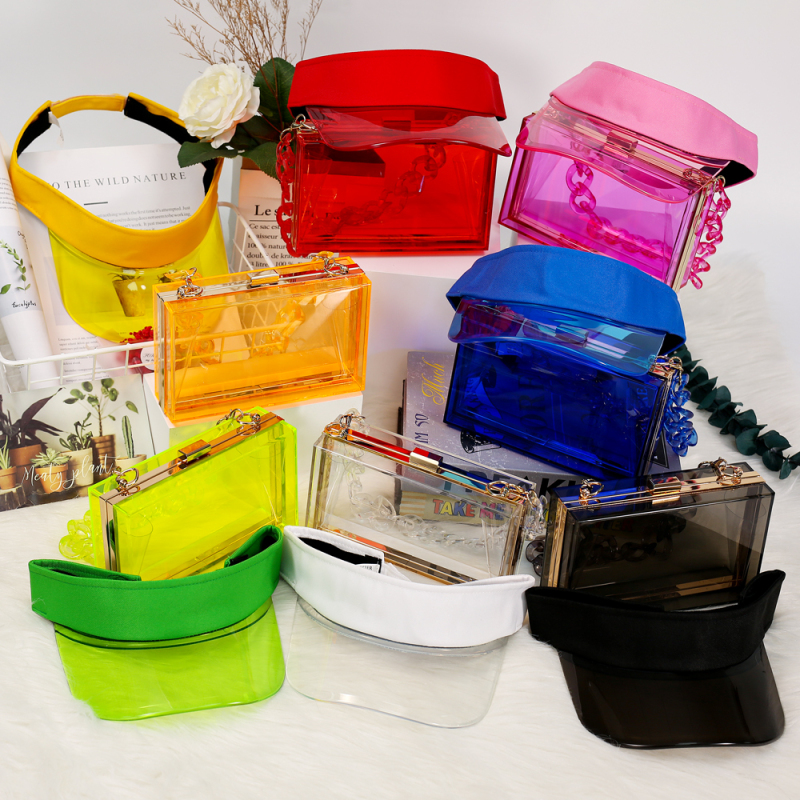 2021 New Sun Hat & Transparent Messenger Bag Set Influence Pvc Custom Crossbody Bags & Laser Set