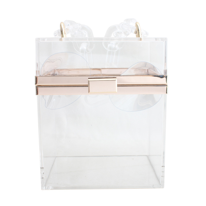 Transparent acrylic clear color box shaped handbags women hand bags chain purses bags women handbags ladies