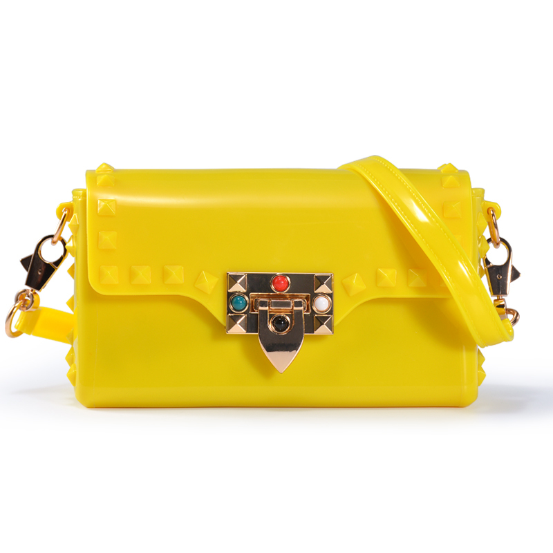 Fashion rivet mini pvc bags crossbody bags designer jelly purse and handbags luxury ladies hand bags
