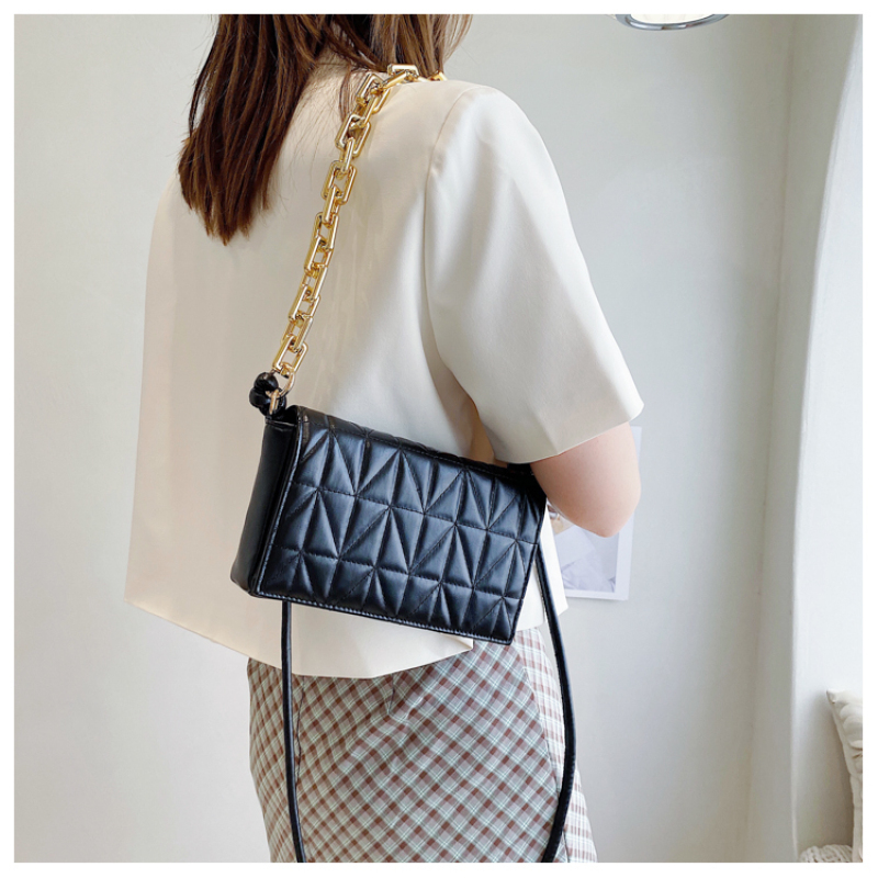 Summer One-Shoulder Small Square Bag Female 2021 New Trendy Fashion Chain Crossbody Bag Texture Western-Style Lady Bag