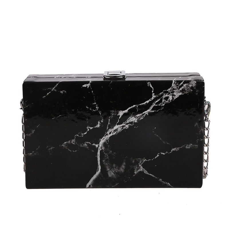 2021 New European And American Retro Marble Pattern Box Bag Ins Fashion Chain Shoulder Bag Ladies  Handags