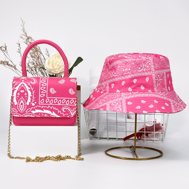 Summer Hot Sale New Cashew Flower Small Square Bag Bandana Bag Designer Purses And Hat Set crossbody Shoulder Ladies Handbag