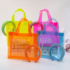 Bright Brick Headband Headgear And PVC Handbag Lady Tote Bag