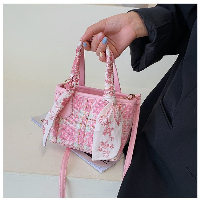 Bucket Bag Retro Silk Scarf Portable Women Bag
