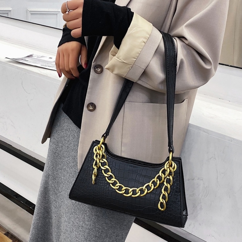 Lingge Thick Chain Handbag Retro Female Bag Shoulder Casual Underarm Bag