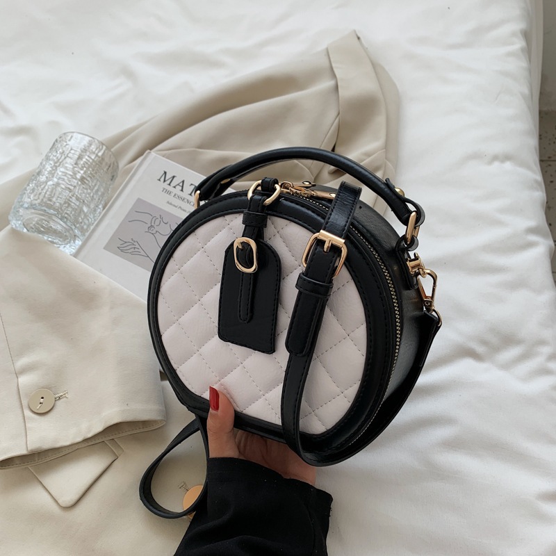 2021 New Wave Fashion Texture Portable Small Round Women Hand Bags Popular Crossbody Bag Round Cake Bag Purses And Handbags