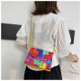 Ins Rainbow Color Street Trend Messenger Bags Shoulder Bag Creative Fun Fashion Magic Stitching Color Chain Crossbody Bag
