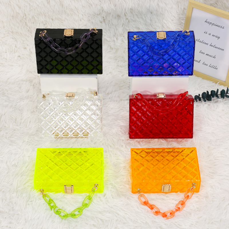 Amazon Summer Style New  Transparent Jelly Series Hand Bags Shoulder Chain  Bags Women Women Handbags Ladies Jelly Purses 2021