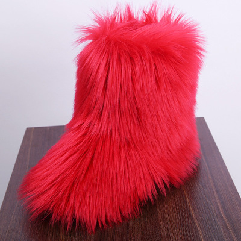 Euro-American Mid-Tube Flat-Bottomed New Casual Women'S Shoes For Winter Plus Fluffy Snow Boots Women'S Boots