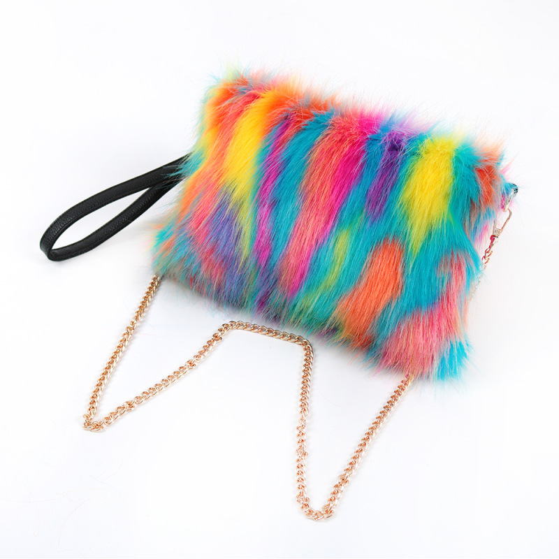 One-Shoulder Underarm Bag Chain Ladies Plush Handbag