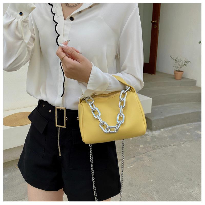 Summer Small Fresh Handbag 2021 Boston Bag  New Chain Crossbody Shoulder Bag Solid Color Leisure Handbag