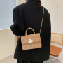 Diamond Texture Chain Simple Leather Messenger Bag Handbag
