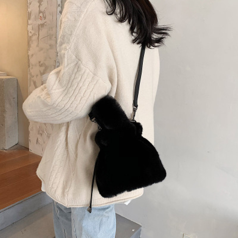 New plush faux fur bucket bag women handbags luxury handbag for women purses and handbags