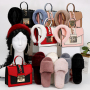 Winter Three-Piece Set Headband Headwear And Plush Slippers And Leather Hardware Lock Bag