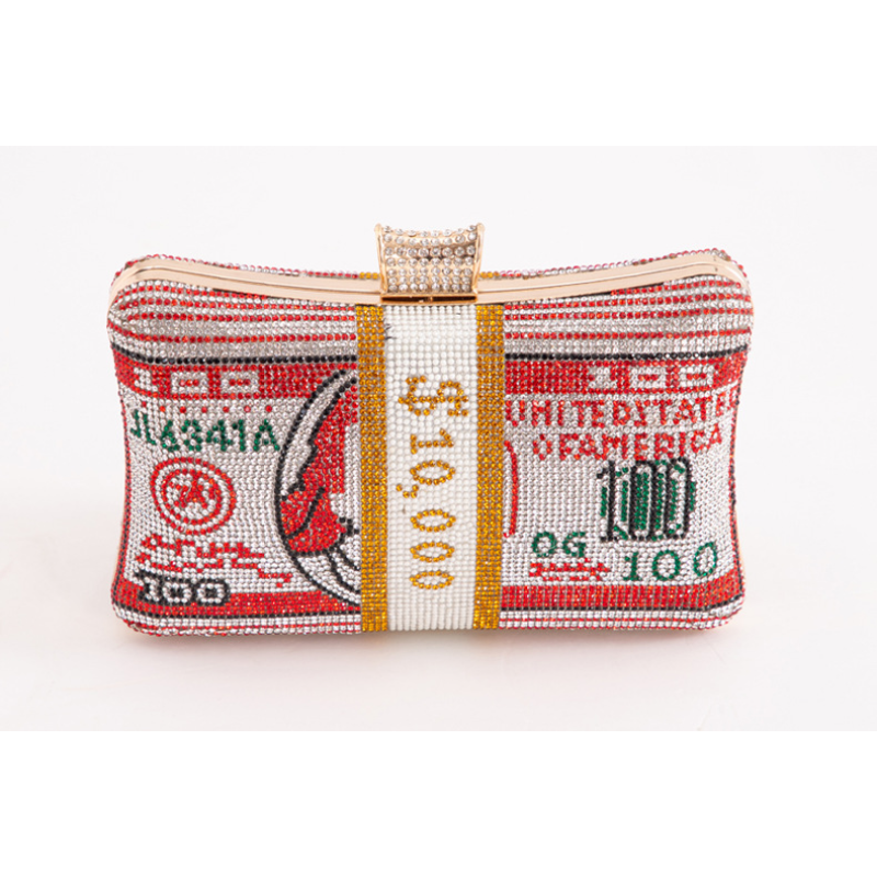 Wholesale Luxury Money Rhinestone Dollar Party Clutch Bags Ladies Evening Bags Handbags