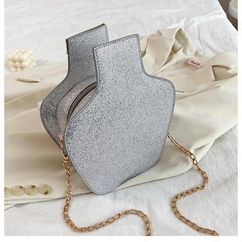 Creative Fun Laser Sequin Wine Bottle Bag Cross body bag Handbags 2020 Ins Ins New Embroidery Letter Women Shoulder Bag Handbag