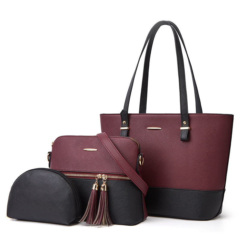 Retro Leather Three-Piece Set Women's Handbag Shoulder Messenger Bag