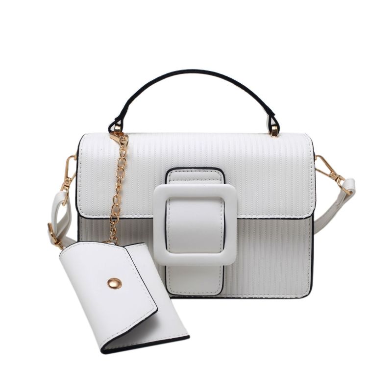 2021 New Korean Version Crossbody Bag Large-Capacity Stitching Belt Buckle Shoulder Bag Ins Trendy Purse and Handbags