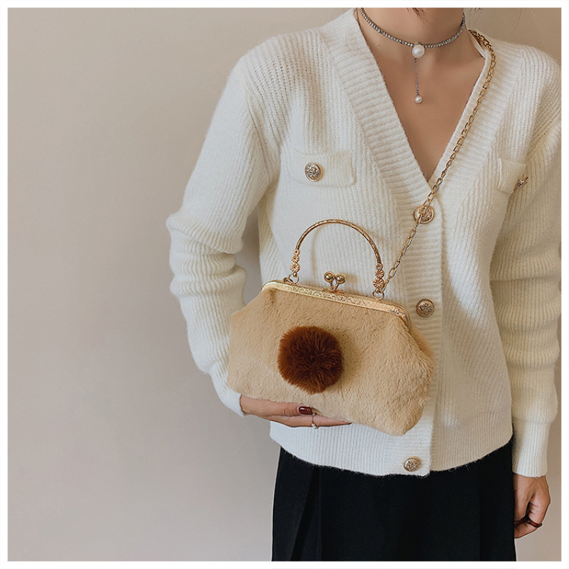 Ins Sweet And Cute Plush Crossbody Handbags Autumn And Winter New Korean Purses 2021 Women Hand Bags