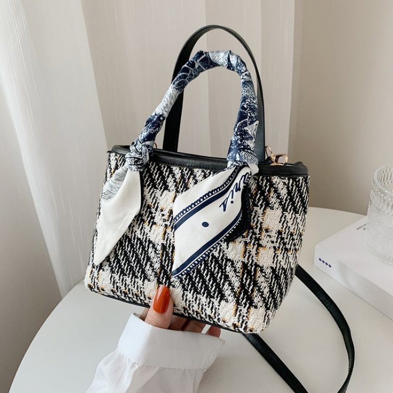 Bucket Bag Retro Silk Scarf Portable Women Bag