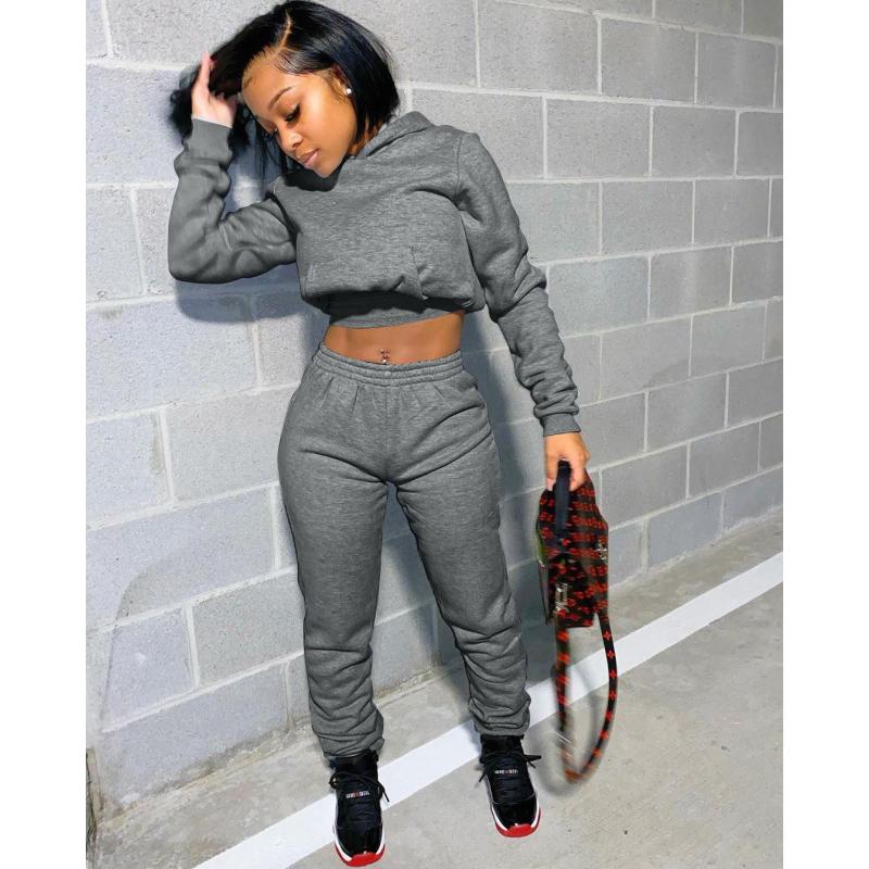 Ins Fashion Casual Cross-Border Solid Color Sweater Suit Winter Suit European And American Women'S Clothing