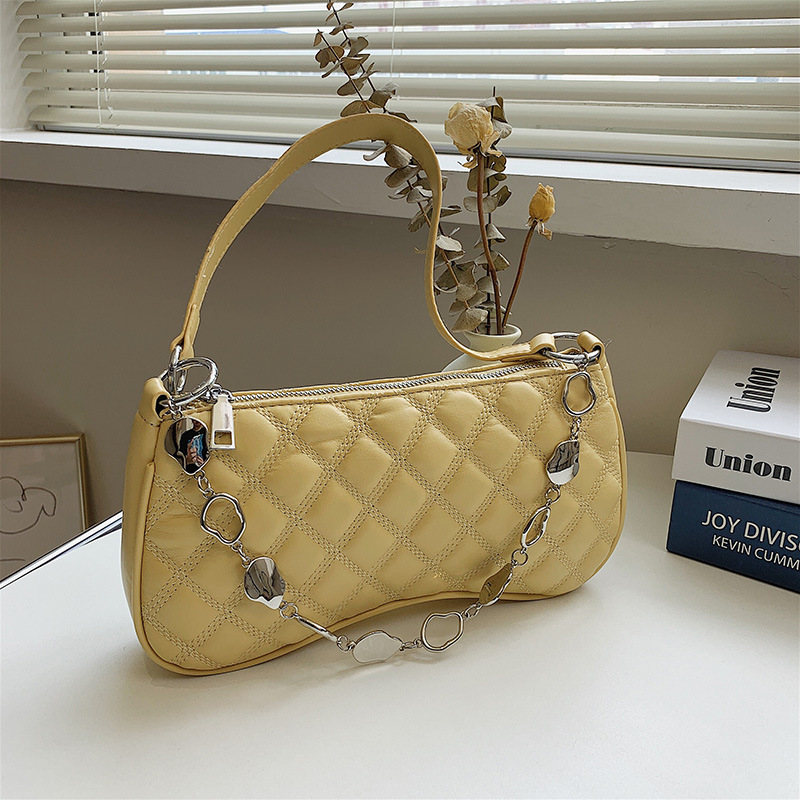 2021년 신상 패션 마름모꼴 언더암 백 핸드백, 심플한 크로스바디 백, 체인 숄더백