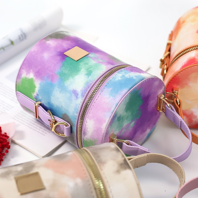 Colored Leather One-Shoulder Diagonal Ladies Bucket Bag
