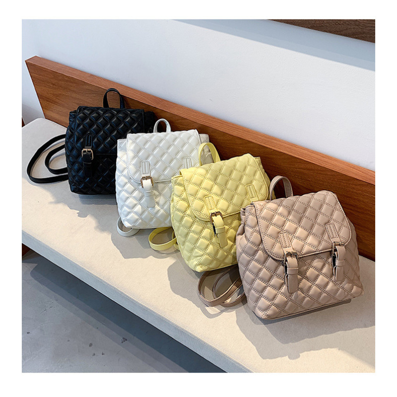2021 Large-Capacity Bag Women Embroidery Diamond Check Bag Designer Handbags Korean Backpack Women'S Bag Designer Handbags