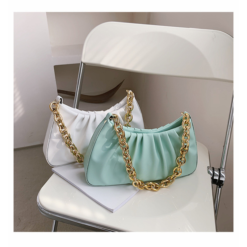 Hot Sale Leather Handbag Crossbody Chain Bag 2021 Ins New Trendy Fashion Western Style Pleated Crossbody Handbags Shoulder