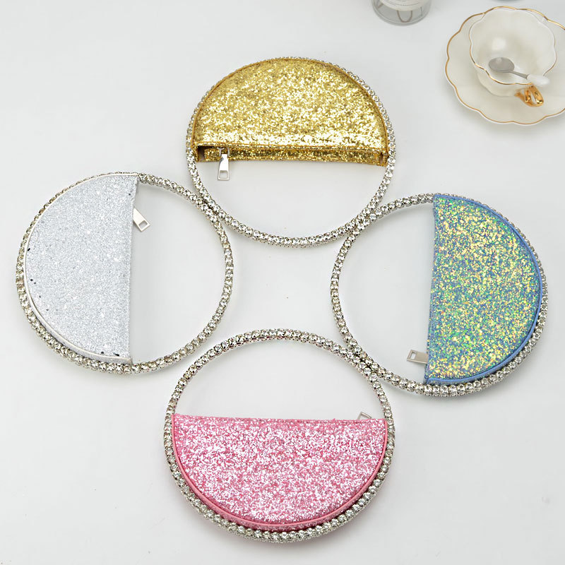2021 New arrivals diamond heart handbags round evening purses handbags for women hand bags
