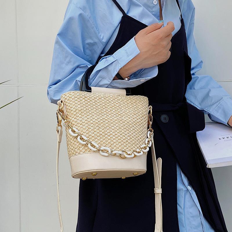 2021 New Korean Fashion Woven Handbag Simple Woven Satchel Ladies Ins Popular Simple Western Style Shoulder Bag