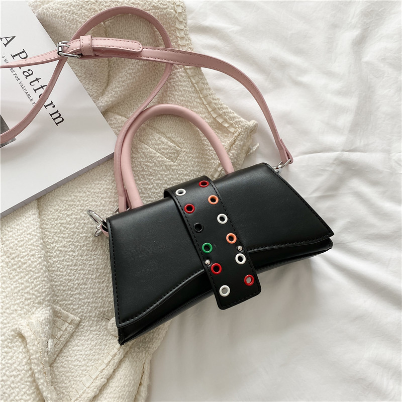 2021 Handbag New Fashion Bags Women Handbags Ladies Belt Buckle Color Rivet Shoulder Strap Messenger Bags Crossbody