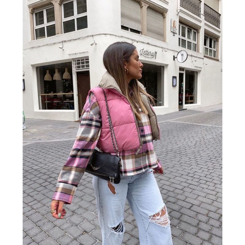 Fshion Spring And Autumn New Two-Color Double-Sided Cotton Jacket Vest Stand-Up Collar Short Waistcoat