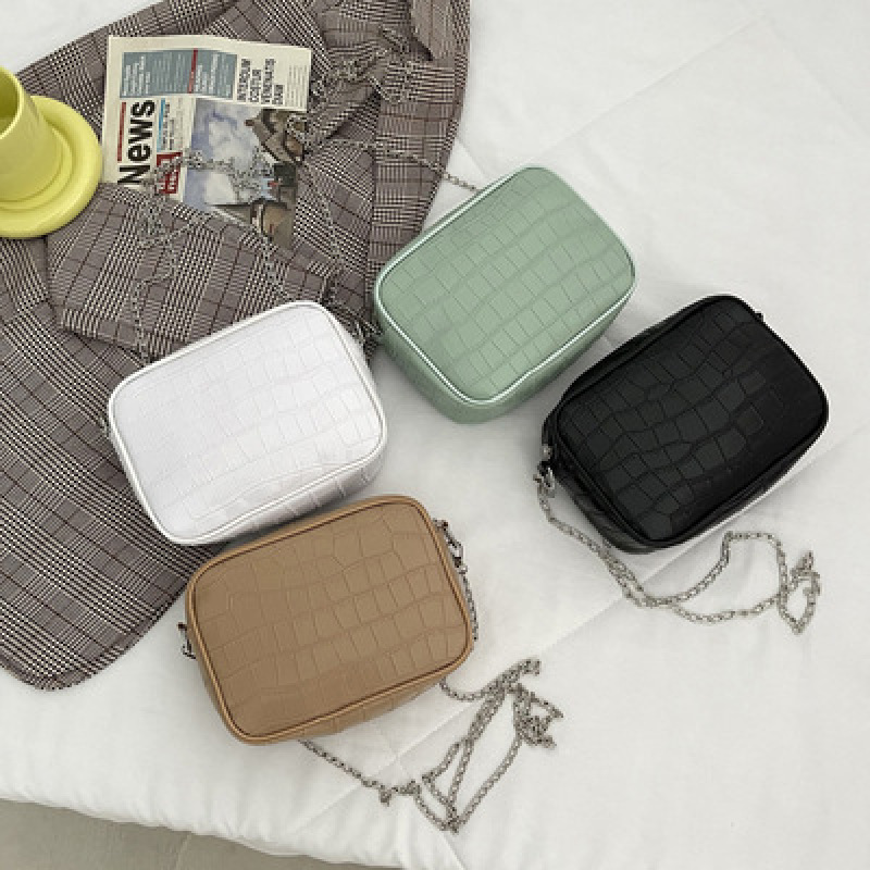 Small Square Bag Stone Grain Crossbody Bread Chain Handbag