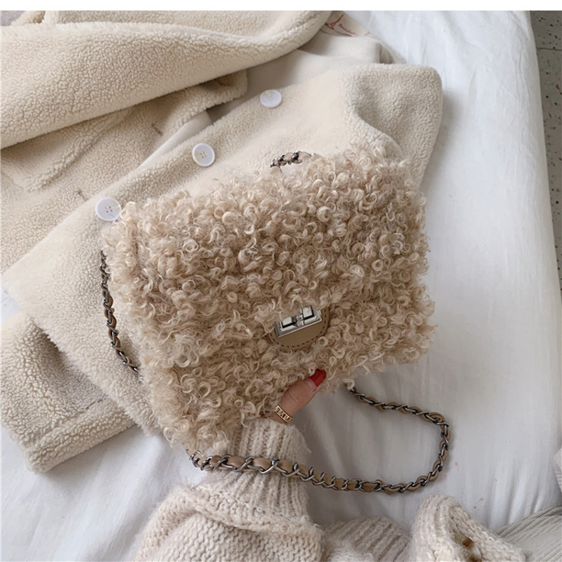 Chain plush handbags women handbags ladies bags designer handbags for women purses