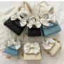 2021 New Trendy Macaron Pearl Mini Fashion Handbag Ins Bow Chain Simple One-Shoulder Messenger Bag Ladies Handbags Women Bags