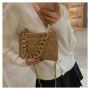 Euro-American Grid Thick Chain Portable Small Square Bag Pu Leather Ladies Handbags Ins Texturer Trend Messenger Handbags Ladies