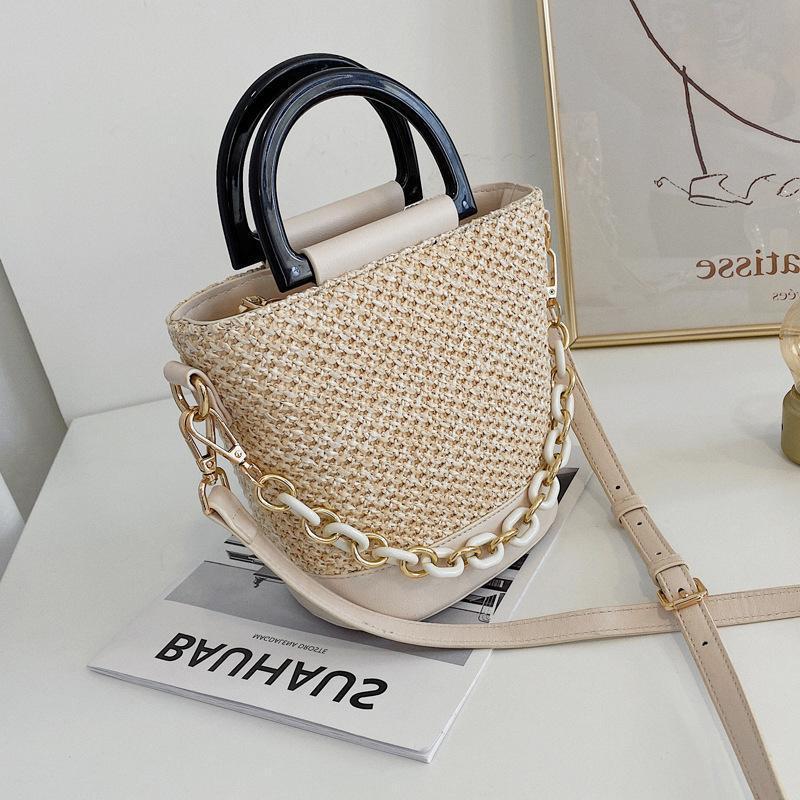 2021 New Korean Fashion Woven Handbag Simple Woven Satchel Ladies Ins Popular Simple Western Style Shoulder Bag