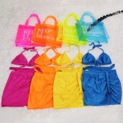 Summer Beach Swimwear Women's Two-Piece Suit And Transparent Jelly Bag