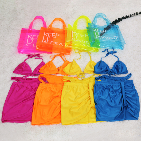 Costume deux pièces pour femmes Summer Beach Swimwear et sac de gelée transparent