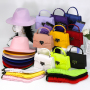 Hot Sale Pu Learher Handbags Fedor Hat Slouch Sock 3 Pieces Set Luxury Handbags For Women Purses Set Women Hand Bags