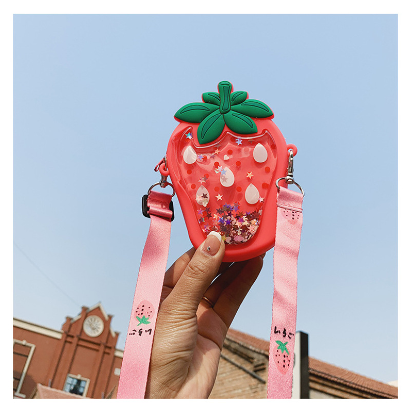 Ins Trendcy Influence Cute Girl Heart Fruit Coin Purse Summer Creative Sling Bag Princess Mini Bags Cross Body Bag