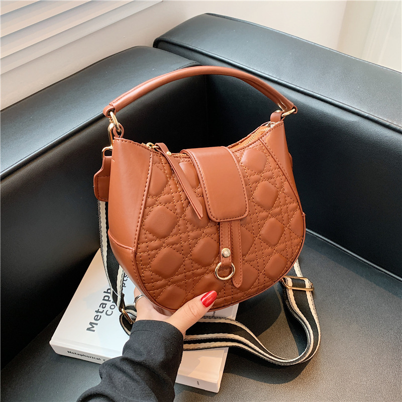 2021 New French All-Match Wideband Handbags Crossbody Bag Rhomboid Thread Texture Bags Women Ladies Purses And Handbags