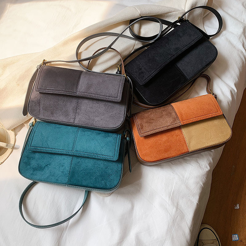 Stitching Frosted One-Shoulder Small Square Bag Messenger Women's Handbag
