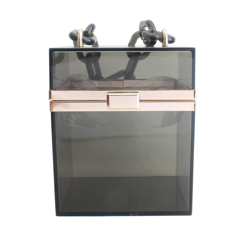 Transparent acrylic clear color box shaped handbags women hand bags chain purses bags women handbags ladies