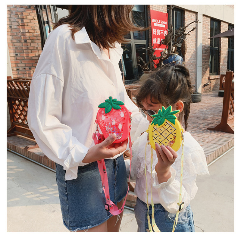 Ins Trendcy Influence Cute Girl Heart Fruit Coin Purse Summer Creative Sling Bag Princess Mini Bags Cross Body Bag
