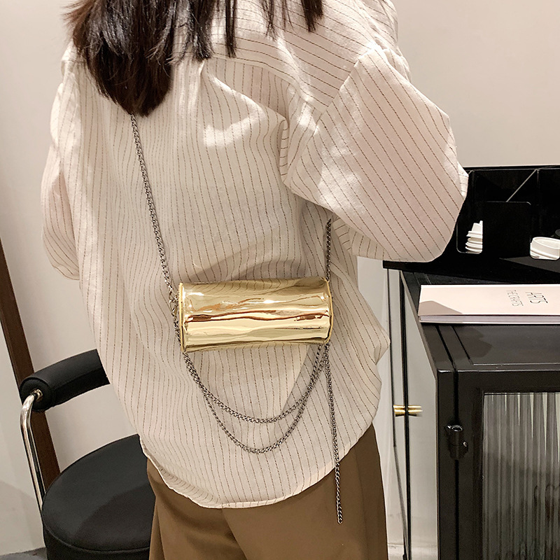 Influence Same Style Small Back Chain Bag New Fashion Shiny Bucket Bag New Design Ladies Messenger Bag