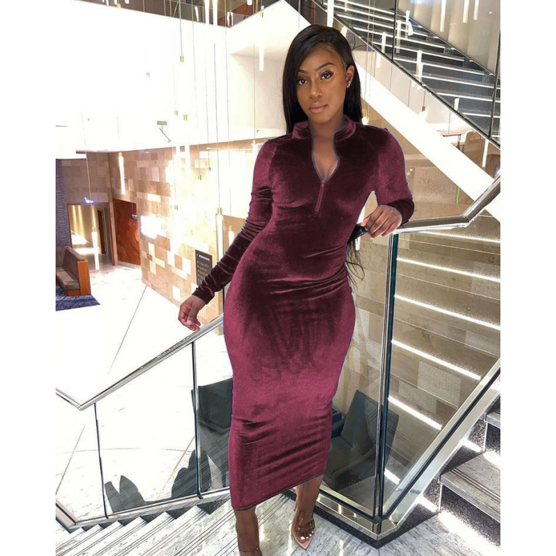 Fall New Ebay Amazon Independent Station European And American Women'S Hot Sale Korean Velvet Long-Sleeved Dress Pullover