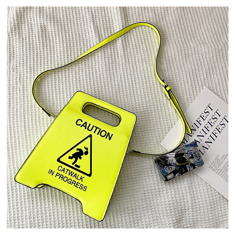 New Fun Notice Package Roadblock Package European And American Fashion Creativity Prohibits Form Messenger Bag