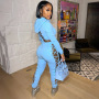 Autumn And Winter Models Euro-American Fashion Corn Eyelet Straps Solid Color Pants Suit Sexy Hollow Sweater Two-Piece Suit